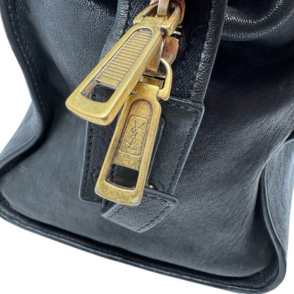 Yves Saint Laurent Vintage Cabas Chyc Y Black Leather Gold Hardware Large - Picture 5 of 15